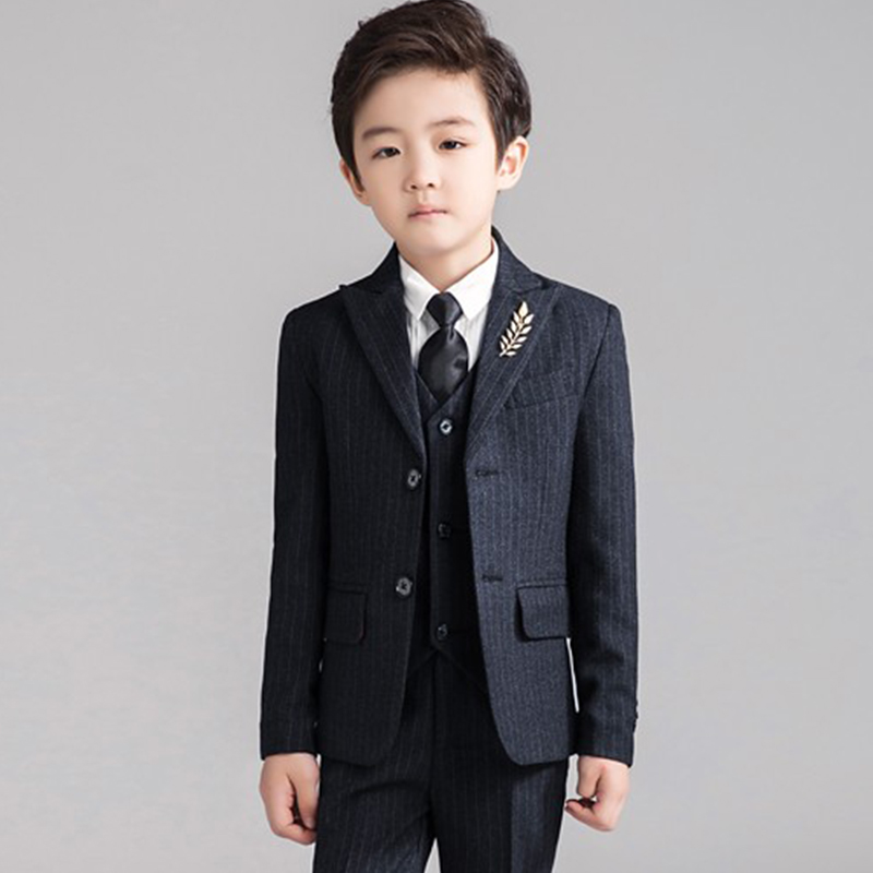 Boys Dress Set Children's Suit Three-piece Piano Performance Costume Flower Girl Small Suit Jacket Handsome British Autumn