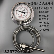 WTZ-280 stainless steel pressure thermometer remote dyeing cylinder temperature gauge 0-100 150 200 300 degrees