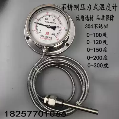 WTZ-280 stainless steel pressure thermometer remote dyeing cylinder temperature gauge 0-100 150 200 300 degrees