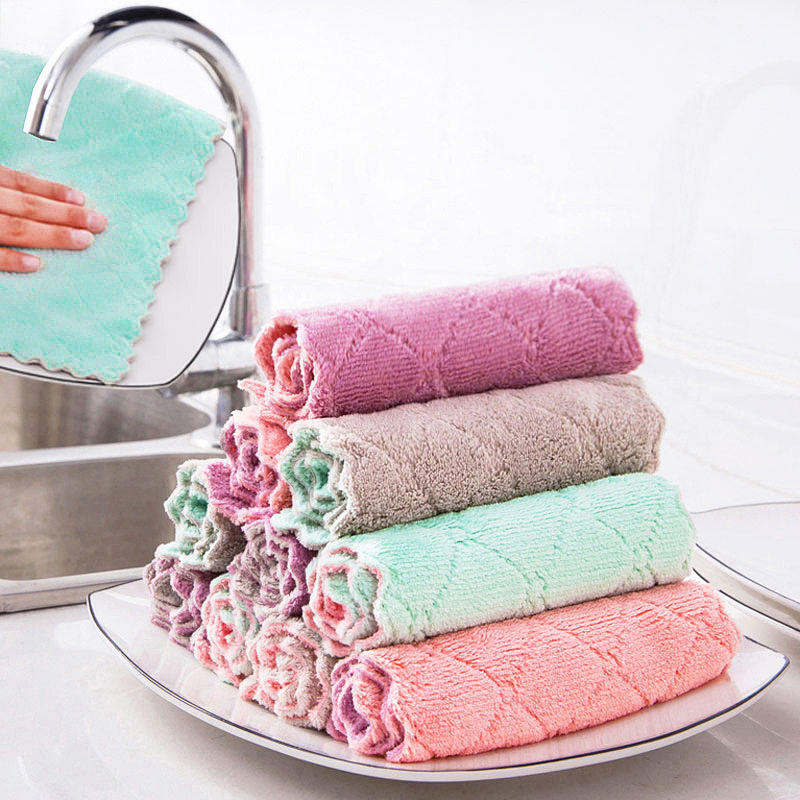 Rag dishwashing cloth Housekeeping clean kitchen Supplies towels Go to oil Home Suction Sloth is not easy to fall out of hair and to be stained