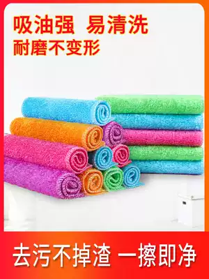 Bamboo fiber is not easy to stick with oil dishwashing cloth housework cleaning cloth household kitchen supplies oil dishwashing towel absorbent Rag
