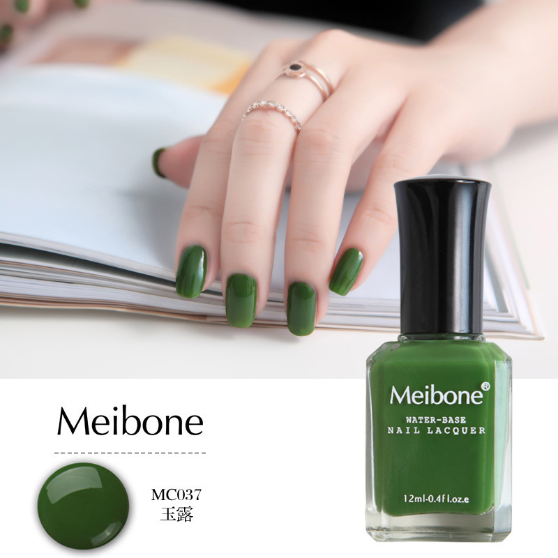 Meibone Water-Based Healthy Nail Polish Green Nail Polish Is Non-Toxic, Peelable, Long-Lasting, Fresh Green, Light Green