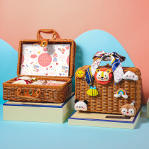 New baby with hand gift birth full moon 100 days banquet with hand gift year back rattan cartoon cute portable basket