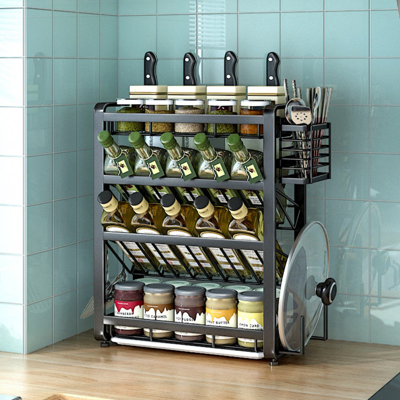 304 stainless steel shelf kitchen soy flask flask tabletop receives wall hanging multi - functional conditioning frame