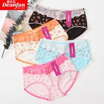 Butterfly Anfen womens underwear Womens underwear Lace floral print mid-rise flat angle soft and comfortable 2-pack pants for women