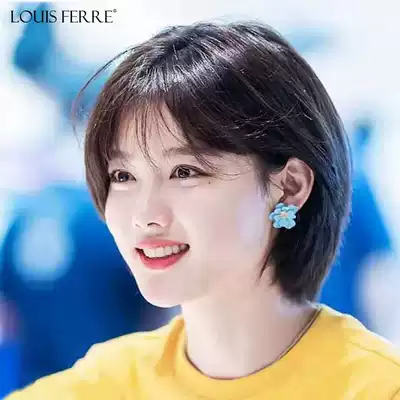 Wig female short hair wave head handsome neutral round face natural girl temperament face Net red short curly hair full head cover