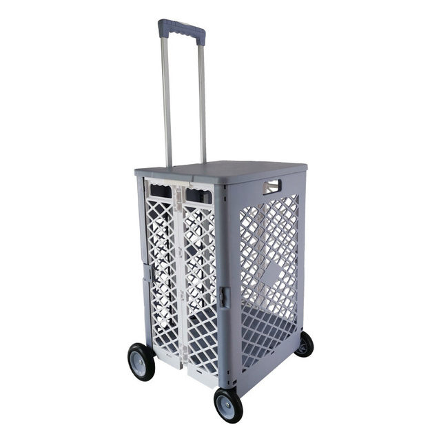 Outdoor camping hand-pulled cart grocery shopping cart express small cart household folding storage box mute push cart