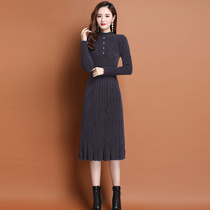 Imitation ferret 2022 autumn winter new knitted one-piece dress woman with a hitch undershirt with a kneecap overskirt