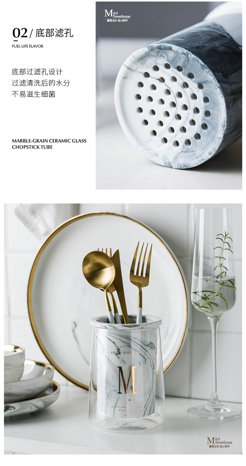 Modern housewives the original European marble creative ceramic chopsticks chopsticks box with high borosilicate glass drop