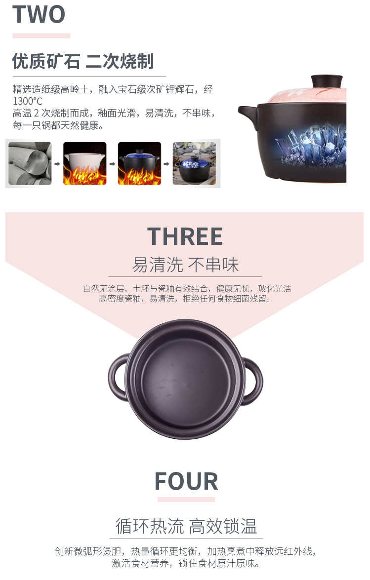 Modern housewives cherry series gas soup pot stew sand pot Japanese household ceramics congee soup stewing pot of stew