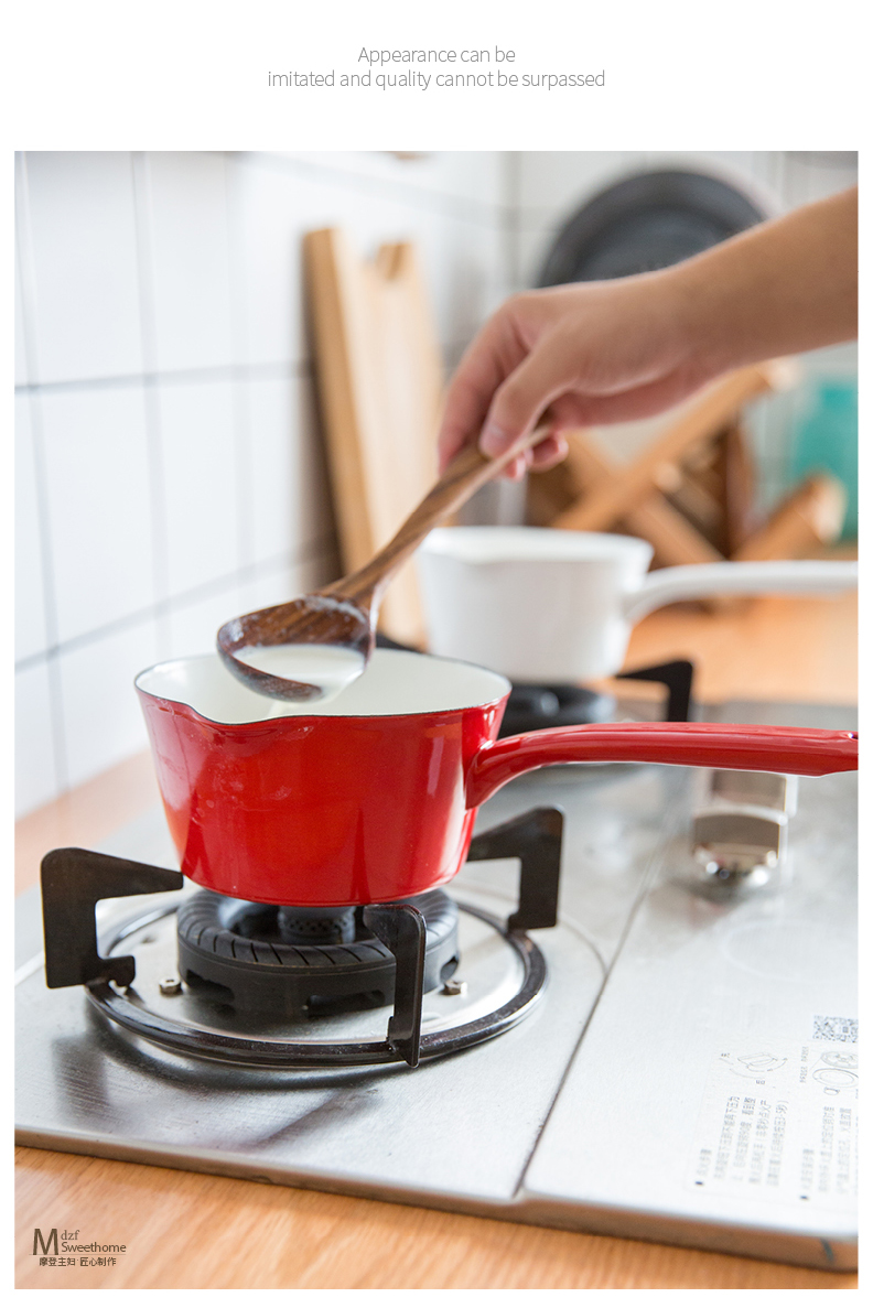 Modern Japanese housewife double expressions using enamel single handle milk pot pot baby see pot noodles soup pot induction cooker