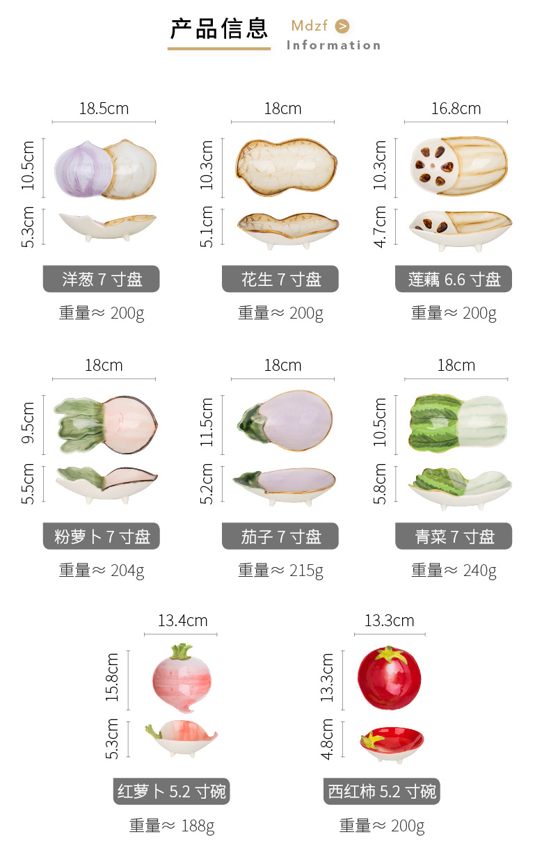 Modern housewives vegetables shape ceramic snack plate household small side dish bowl dessert bowl of fruit salad dishes