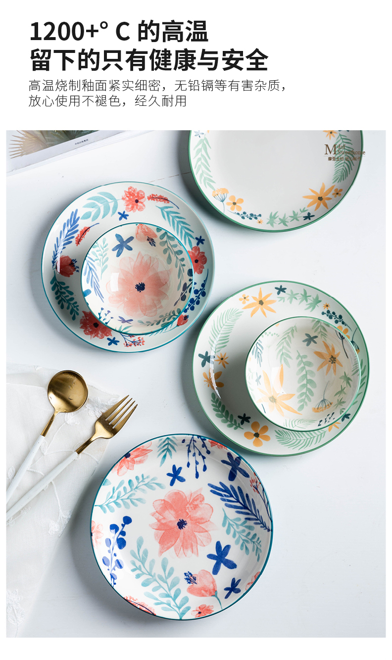 Open to booking a modern housewives fang jing dishes suit Japanese ceramic dishes rainbow such as bowl soup plate microwave household utensils
