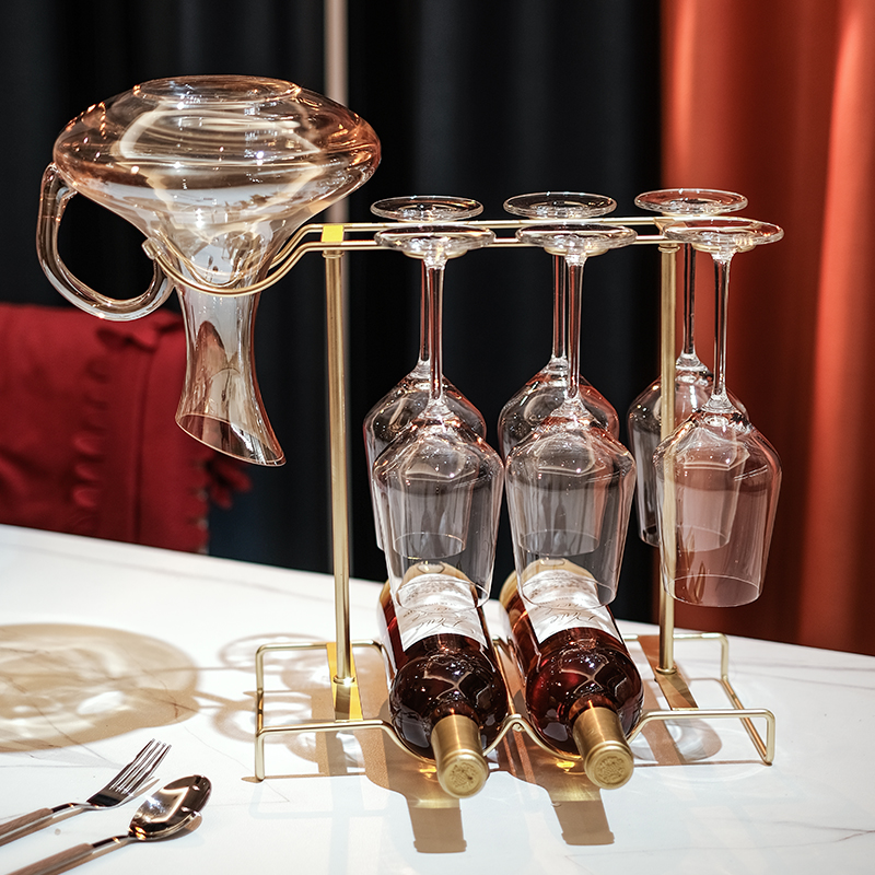 Morden Housewife Red Wine Cup Rack Hung Red Wine Rack Pendulum with light extravagant upscale home shelf Hanging Wine Glass Shelf Suspension-Taobao