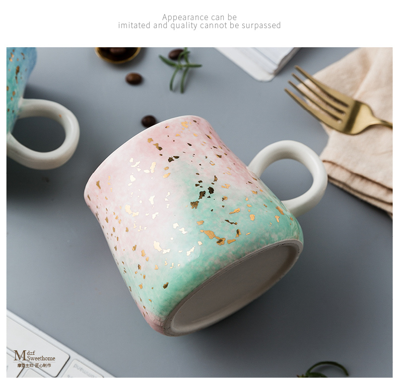 Modern housewives watercolor mark cup glass ceramic cup couples creative glass coffee cup home office home