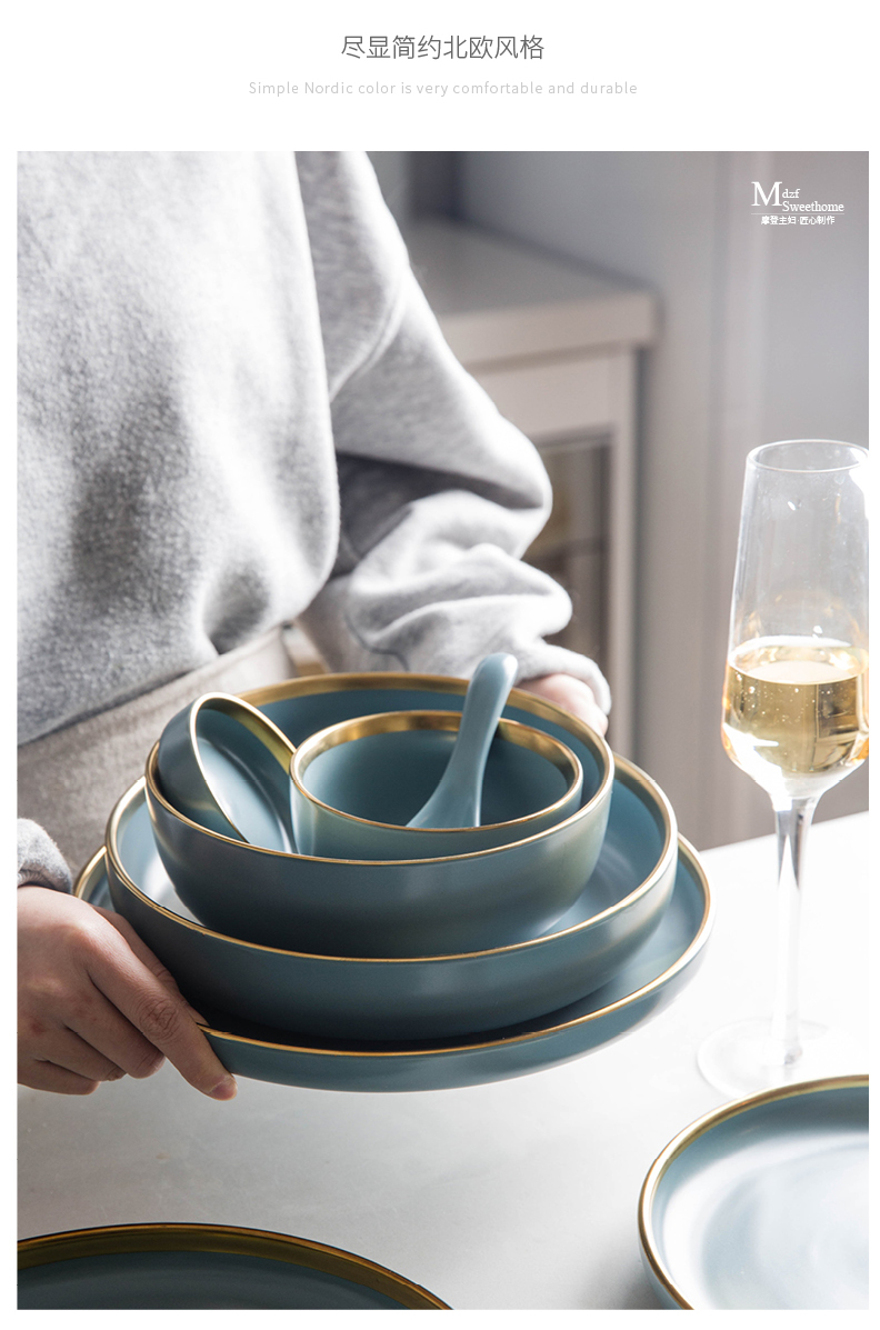 Modern housewives the qing dai li up phnom penh matte enrolled home dishes suit pure color 0 soup bowl the rice bowls of pottery and porcelain tableware