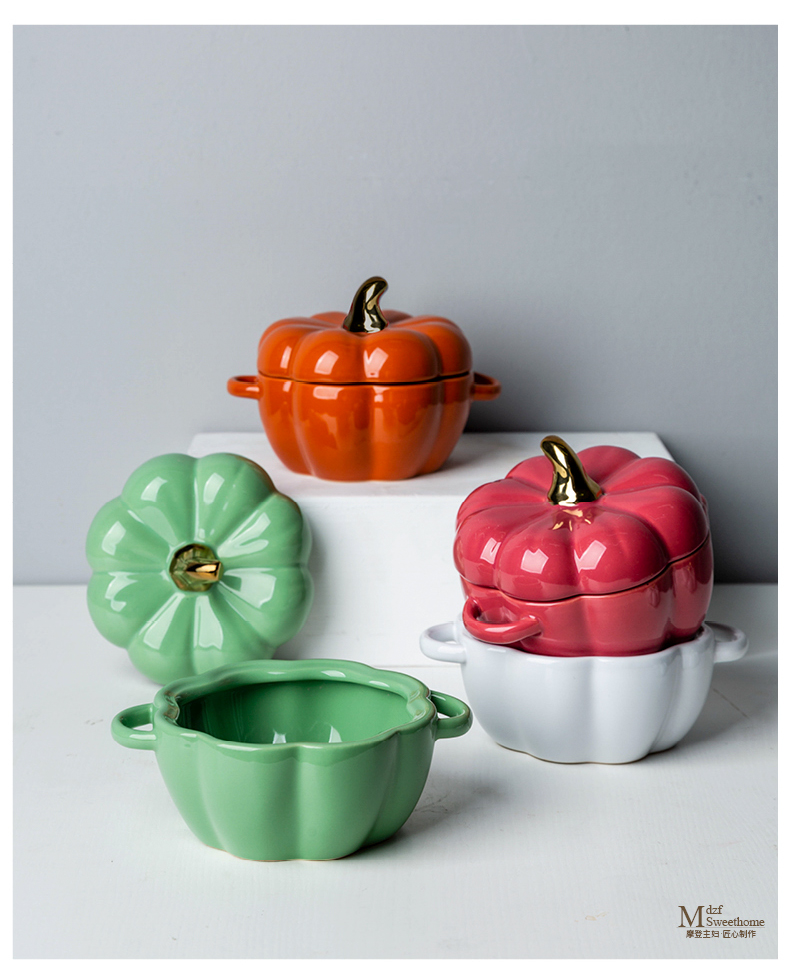 Modern housewives express pumpkin bowl of creative move ears of rice roasted bowl ceramic baking utensils dessert fruit bowl