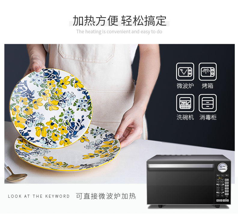 Modern housewives spring rong creative household ceramics tableware west dish fruit dish dish meals breakfast steak dishes