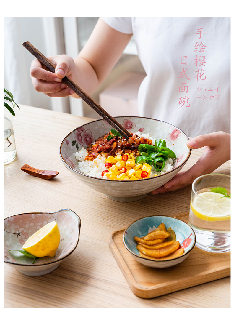 Modern Japanese housewife ceramic rainbow such as bowl bowl large bowl pull rainbow such as bowl hat to a salad bowl household mercifully bowl of noodles