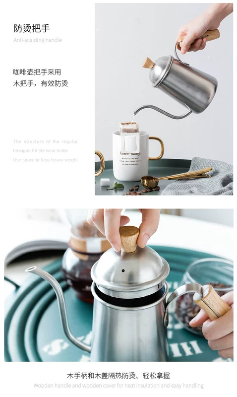 Bà nội trợ hiện đại Ý Mocha Hand Cup Cà phê Pot hộ gia đình Thép không gỉ Loại nhỏ giọt dài