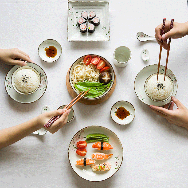 Modern Japanese housewife hand - made ceramic tableware blossoms sushi plate household rice bowls bowl rainbow such as bowl food dish