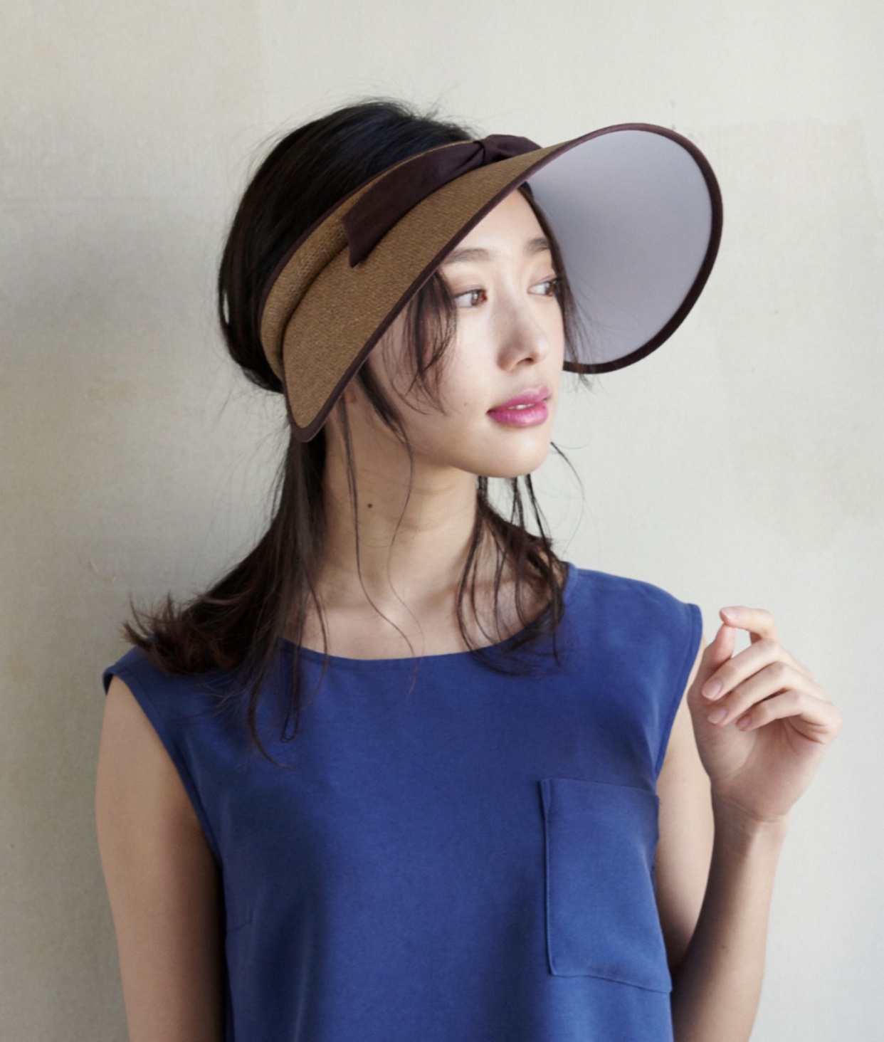 milsa*Override リバイザザバザ UV CUT eaves 12cm sun-proof straw hat