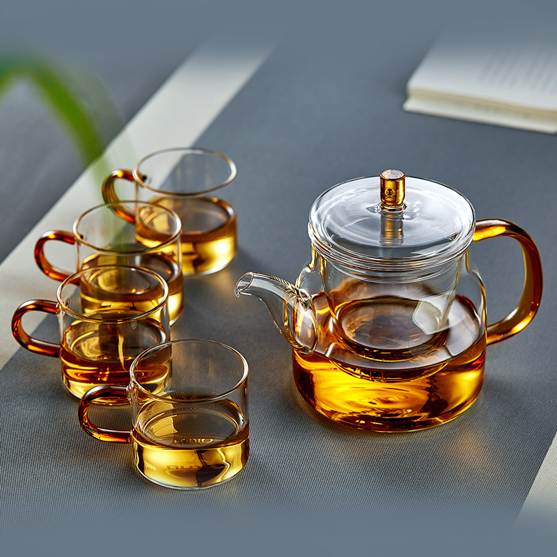 Glass Tea Set Suit Home Gift Box Office Delivery Courtesy Day Style Kongfu Tea Cup High Temperature Resistant Tea Pot 489-Taobao