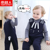 Baby conjoined pants autumn and winter baby thick cotton cotton pants for men and women winter warm long pants