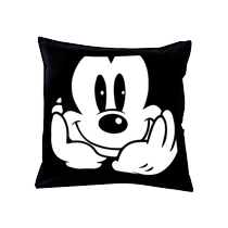 Mickey pillow sofa living room leg-sleeping office waist support dual-purpose pillow black and white linen car backrest