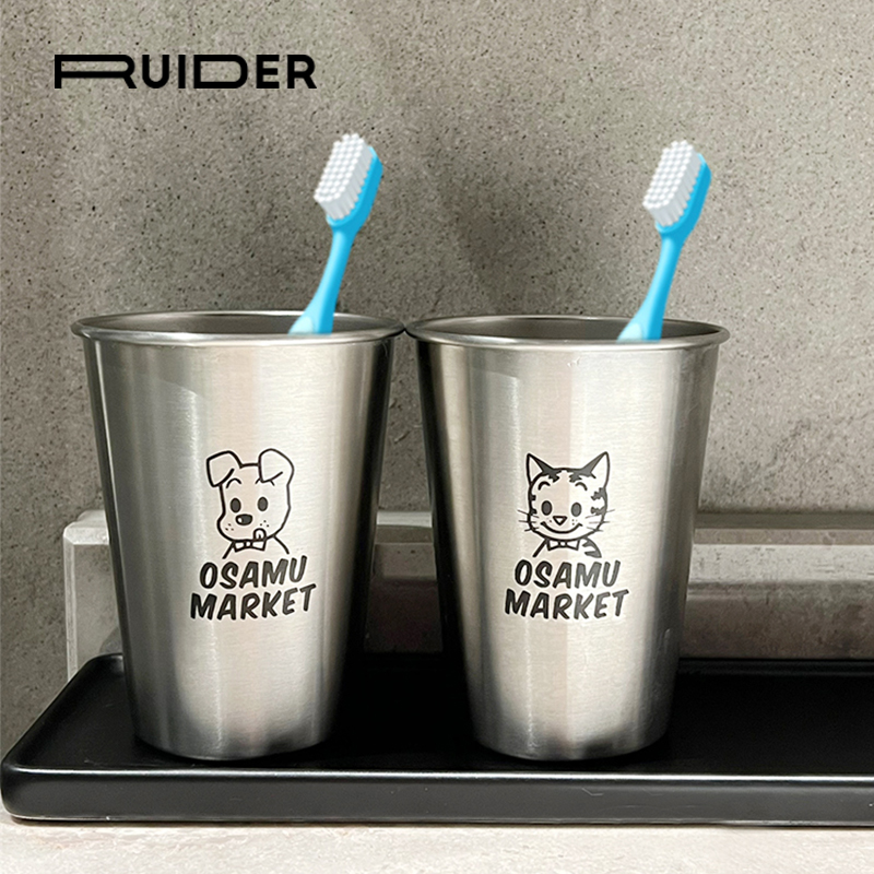 Advanced senses 304 food-grade stainless steel gargling cup mesh red lovers drink water cups Nordic minimalist children's toothbrushing cup-Taobao