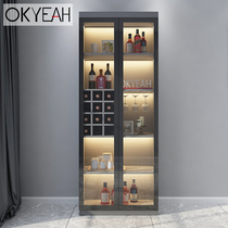 OK Light Lavish Glass Wine Cabinet Double Door Four Doors Small Home Minimalist Modern Customised Wall TV Side Cabinet Display Cabinet