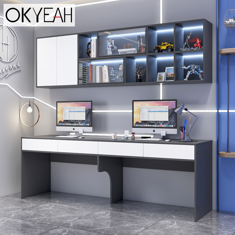 Electric Race Table Double Gaming Table Modern Desktop Desk Desk Study Table Home Desk Bookshelf All Table