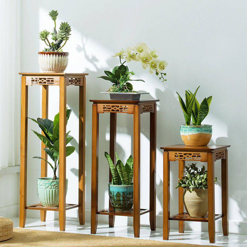 Potted shelf Flower shelf Shelf Shelving balcony Living room Landing Room Floor Room minimalist decoration arrangement Multi-meat multilayer bamboo