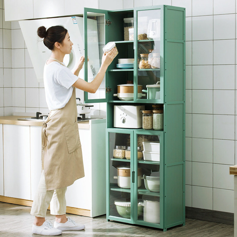 Kitchen with door Bowl Tray Cabinet Ground Floor Multilayer Containing shelf Multi-functional boiler Dish Seasoning Containing Cabinet Nip and Shelf