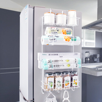 Multi-function refrigerator shelf Kitchen supplies large side pylons Condiment cling film storage shelf Wall hanging