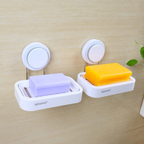 Suction cup 304 stainless steel single-layer soap box bathroom toilet drain water artificial soap rack punch-free wall hanging