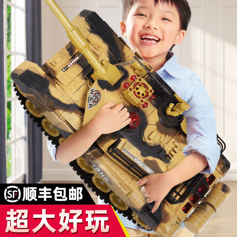 Oversized RC Tank Tracked Metal Charging Actuator launcher chariot model kids boys toy car