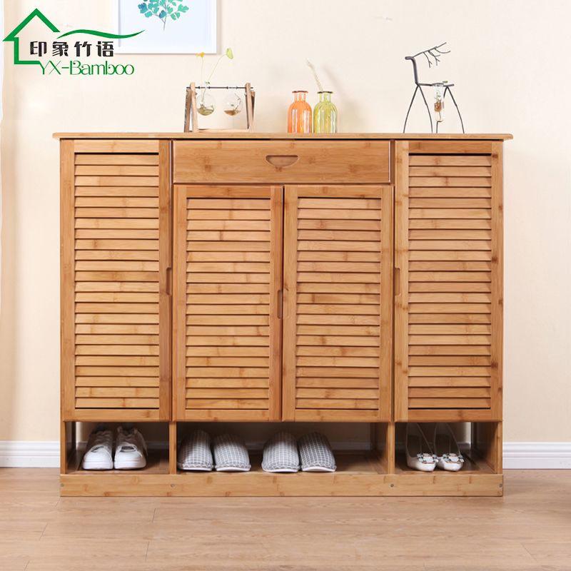 Nanbamboo Shoes Rack Solid Wood Shoes Cabinet Simple Multilayer Economical Type Minimalist Modern Living Room Multifunctional Home Door Hall Cabinet