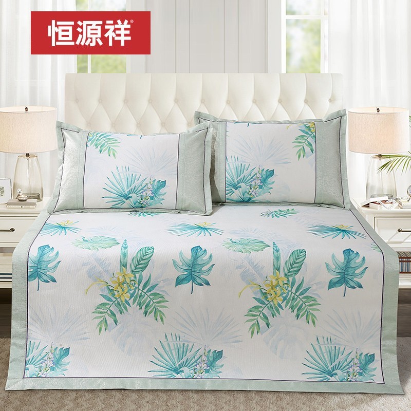 Hengyuan Xiangxia mat 1 8m bed ice silk printed mat Three sets of folding 1 5 m Air-conditioned Double Soft Mat