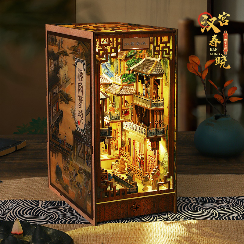 DIY Miniature 3D Book Stand Han Palace Spring Dawn Handmade Creative Puzzle Assembly Miniature Model Birthday Gift for Women DIY Miniature 3D Book Stand Han Palace Spring Dawn Handmade Creative Puzzle Assembly Miniature Model Birthday Gift for Women