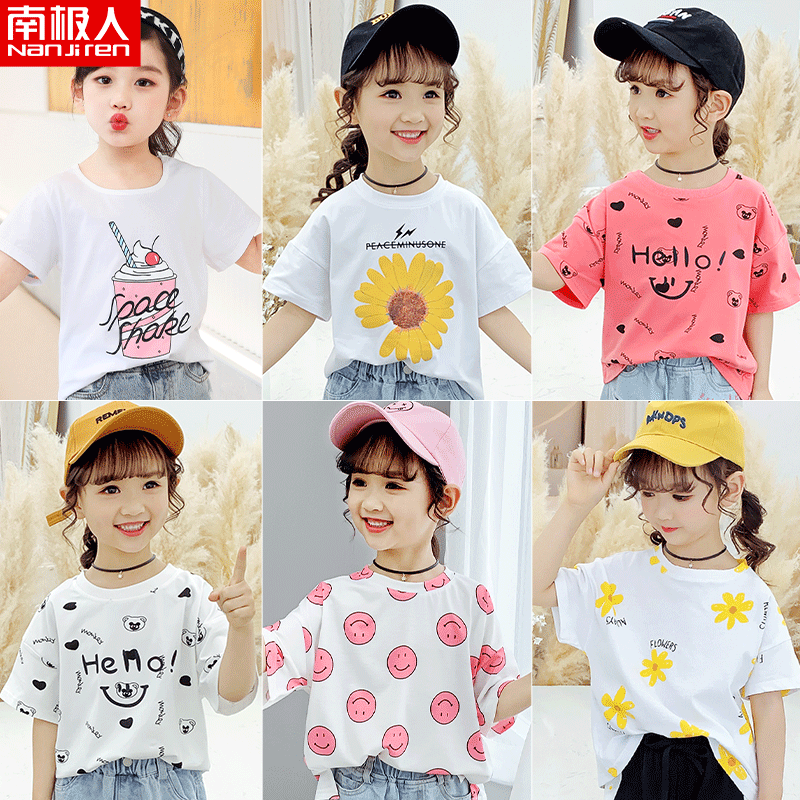 Girl T-shirt short sleeve summer new child girl baby girl pure cotton summer style blouses big boy T-shirt summer clothes