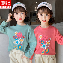 2021 spring and autumn new girls pure cotton long-sleeved T-shirt middle and large childrens childrens foreign style base shirt baby spring top