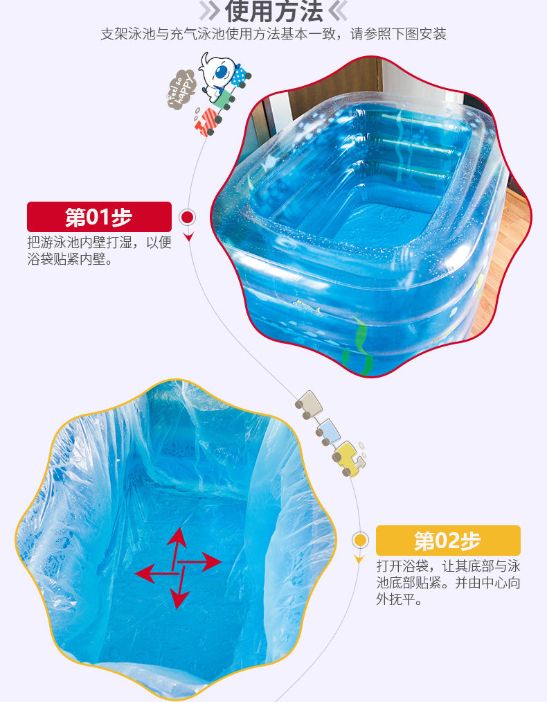 Детский надувной бассейн 一次性泡澡袋/折叠浴缸膜/浴桶袋/浴桶膜/游泳池膜130*130cm 10个 Iraq Run