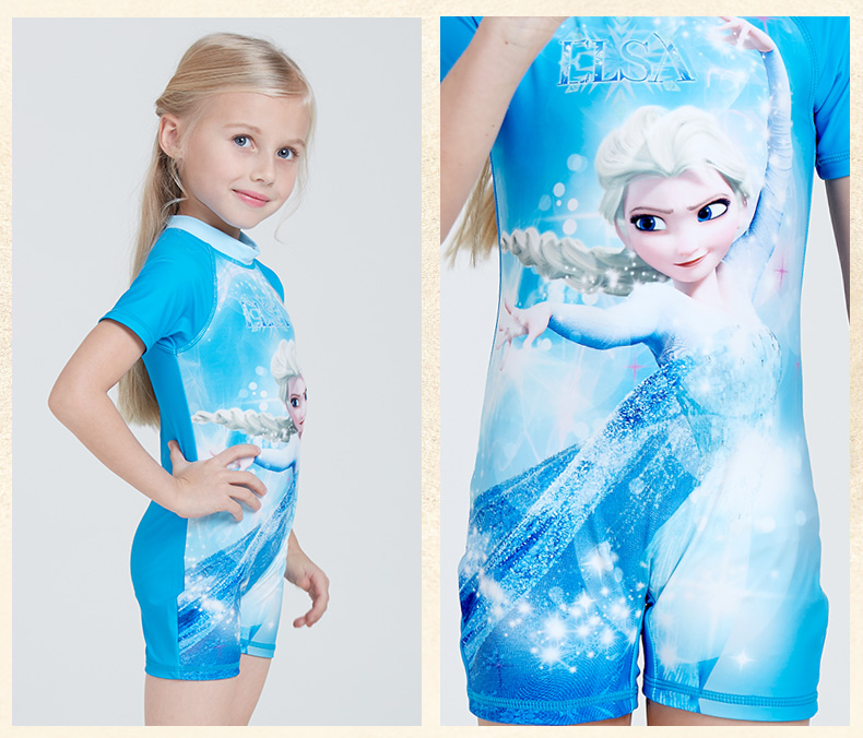 Disney Siamese Sunscreen Đồ bơi cho bé gái Quần công chúa Áo tắm Ice Snow Romance Đồ bơi cho bé gái Mùa hè đồ bơi trẻ em chất lượng