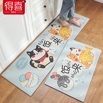 Kitchen floor mat Non-slip and oil-proof household kitchen carpet can be rubbed leave-in dirty waterproof kitchen mat kitchen floor mat