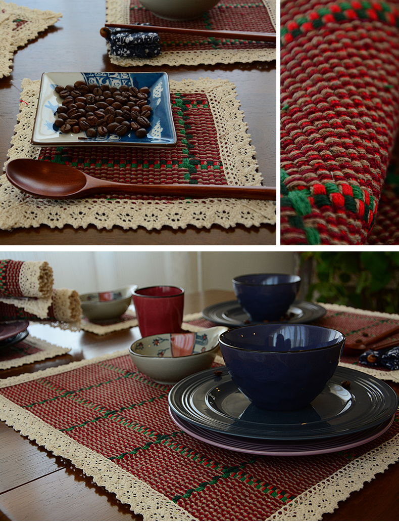 Shi Yue Wei dệt placemat coaster cách nhiệt pad cup mat bát mat mat chống nóng thảm bảng pad potholder - Khăn trải bàn các mẫu móc khăn trải bàn đẹp