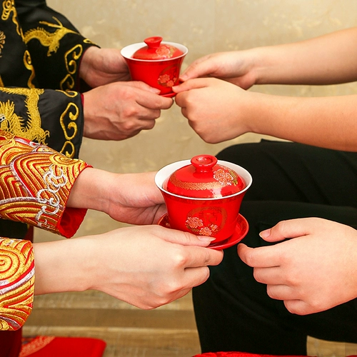 Свадебные товары Daquan Toaste Tea Cup Tea Tea Tea Tea Cup Red Bowl Red Bow