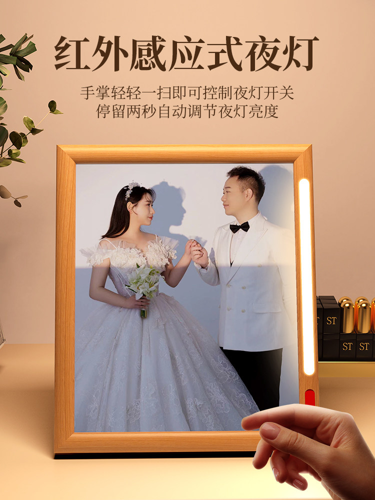 Home Photo Frame Bluetooth Speaker High-Quality Wall-Mounted Wireless Speaker Atmosphere Night Light Wedding Girl Birthday Gift