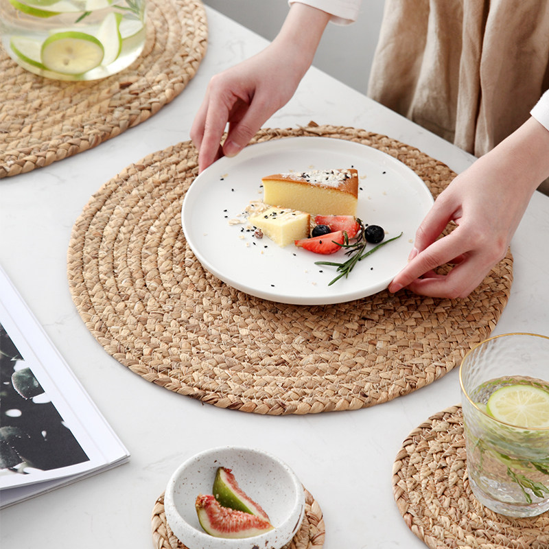 onlycook Nordic wind meal mat pot cup mat padded solid color cotton mat dining table heat insulation mat round mat new