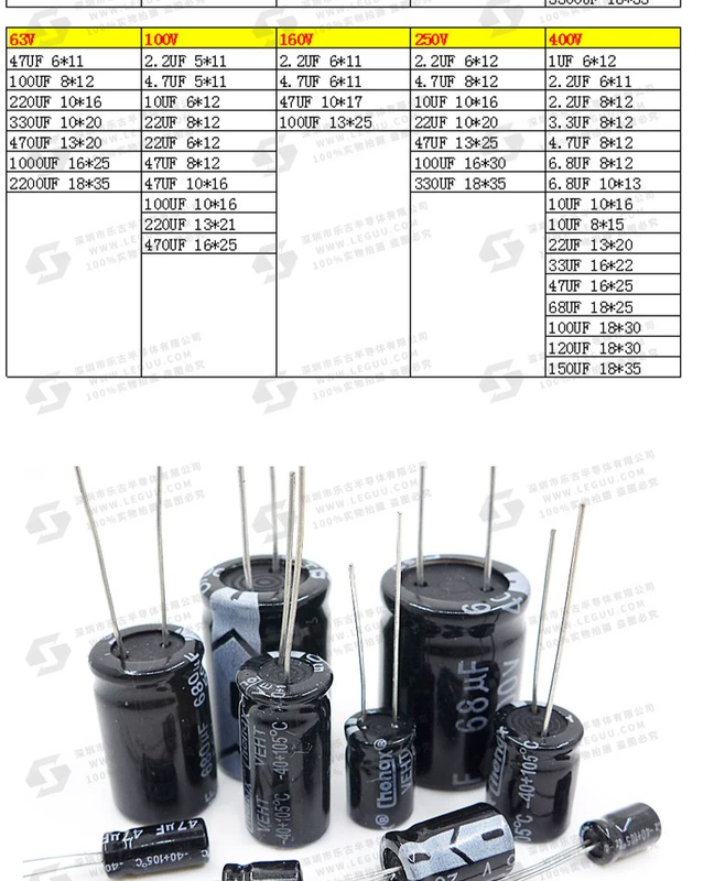 tụ 10uf Tụ điện 50V 0,1UF/0,22/0,47/1/10/22/33/47/68/100/220/470UF ứng dụng của tụ điện